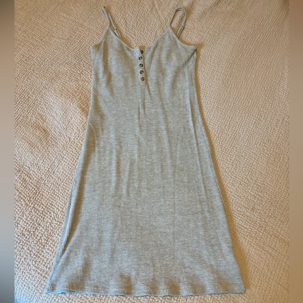 American Eagle Gray Waffle Knit Mini Dress